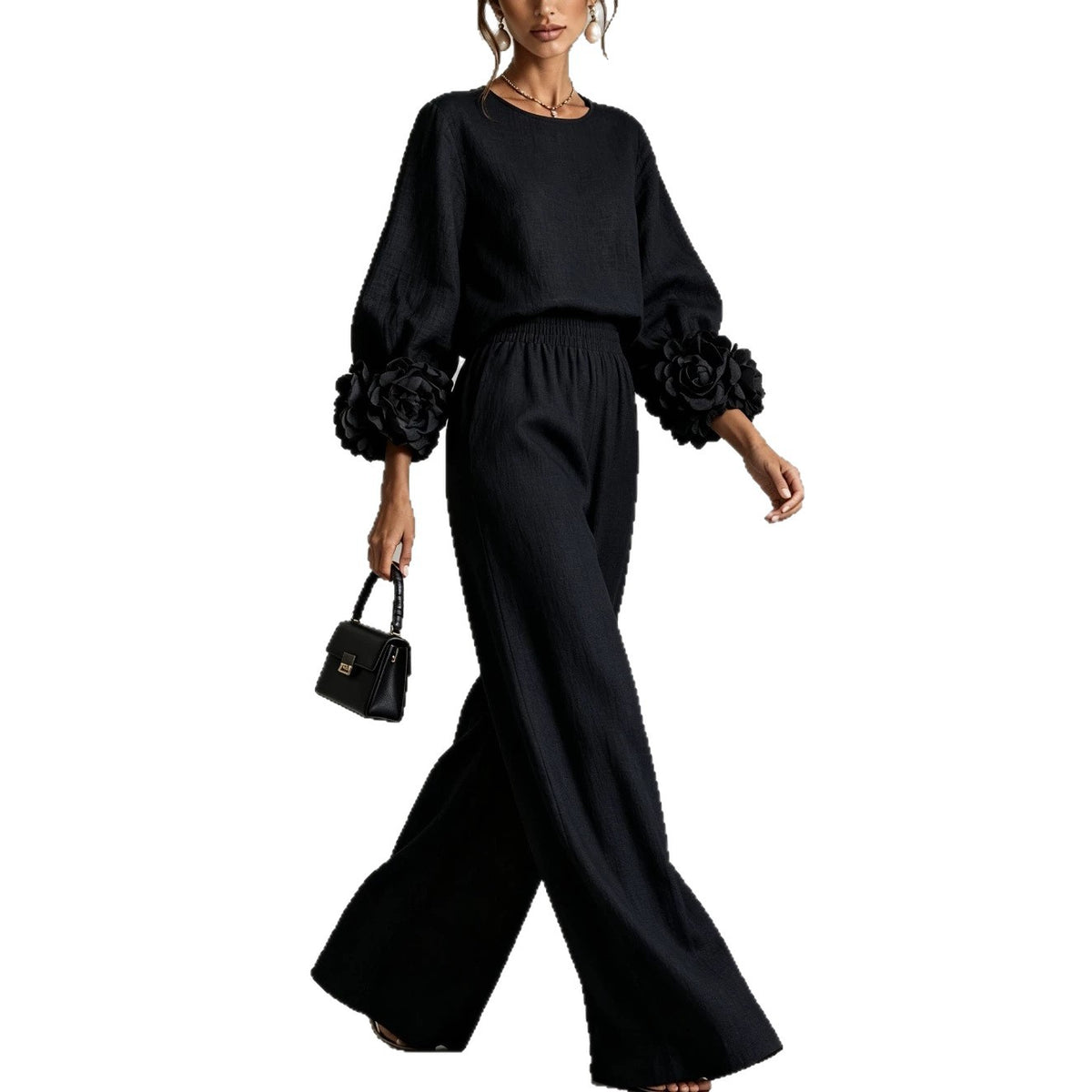 Fleur Cuff Two-Piece Set in Black