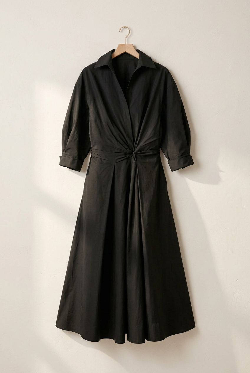 Robe Joséphine noir seule sur cintre
