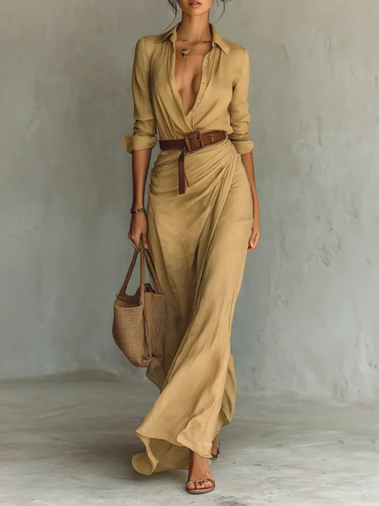Robe chemise Inès camel