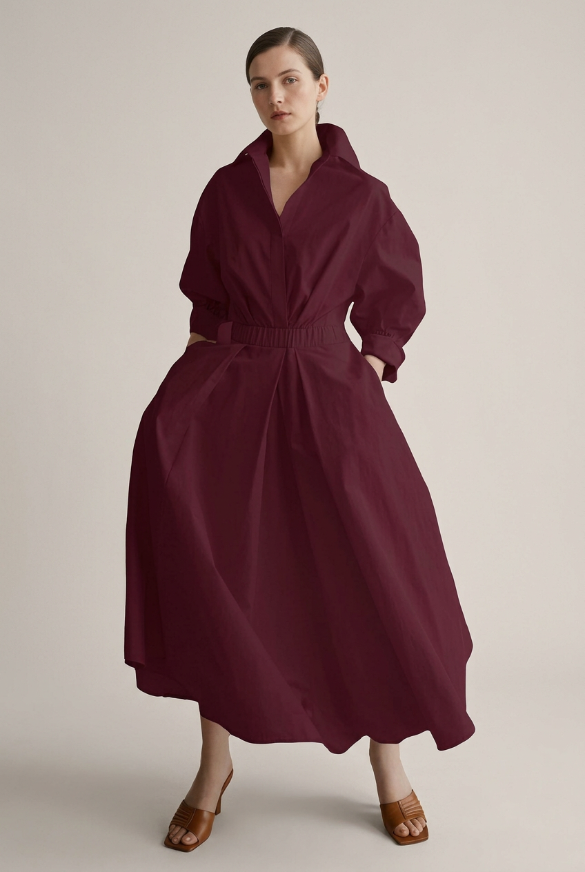 Robe Joséphine bordeaux, vue de face