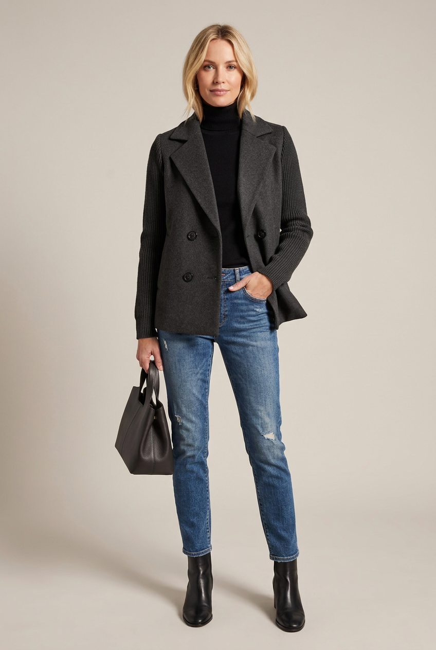 Veste Élise noire, vue de face