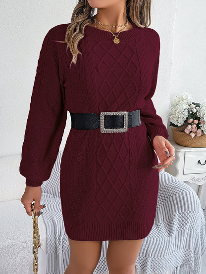 Robe pull Capucine en maille torsadée bordeaux