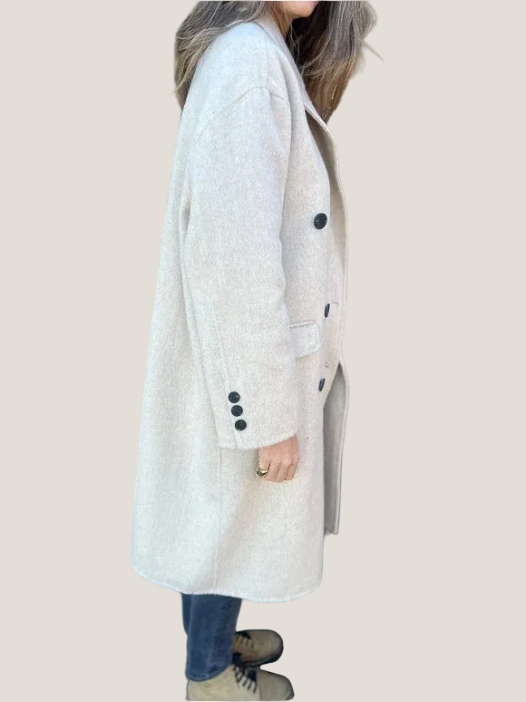 Manteau Victoire crème, vue de profil